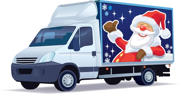 Kerstmis Kerstman Een Vrachtwagen Vector — Stockvector