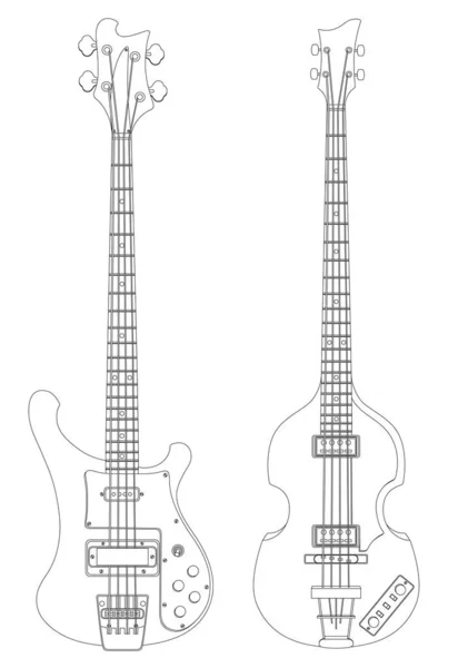 Esquema Ilustración Dos Guitarras Eléctricas — Vector de stock