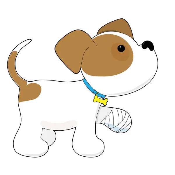 Bonito Desenho Animado Cachorro Cão Uma Coleira — Vetor de Stock