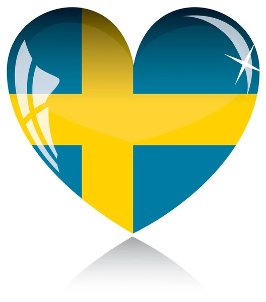 Sweden Heart Flag Icon — Stock Vector