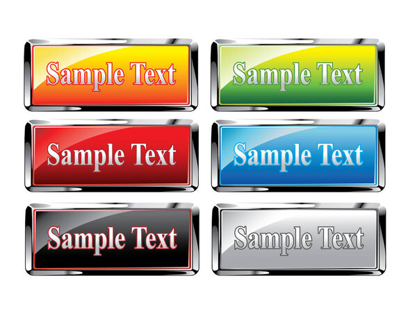 set of glossy buttons, sample text. copy space