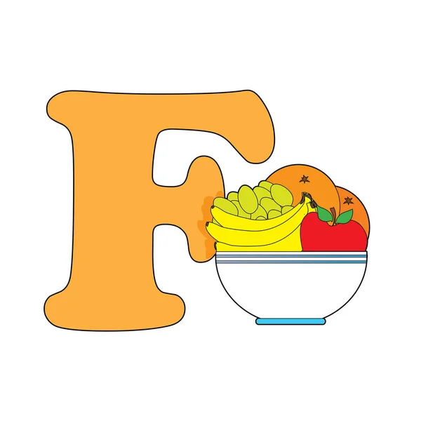 Lettre Avec Fruits — Image vectorielle