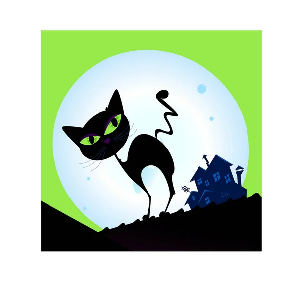 Halloween Hintergrund Mit Katze — Stockvektor