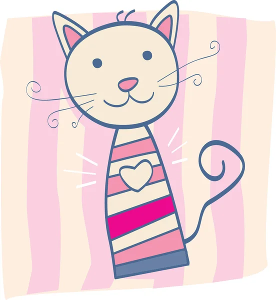 可爱的猫卡通矢量插图图形设计 — 图库矢量图片