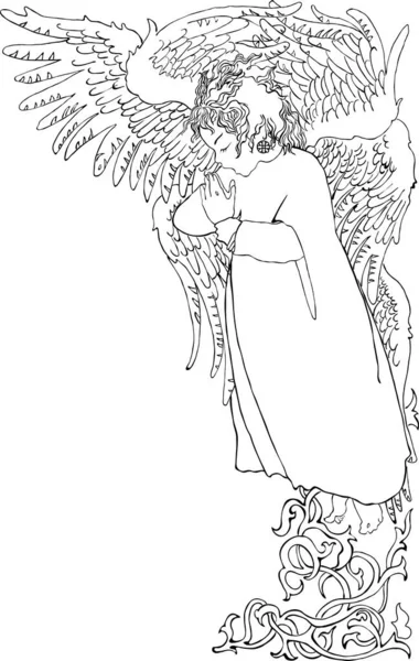 翼のある美しい天使のベクターイラスト — ストックベクタ