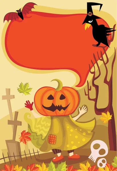 Halloween Background Pumpkin Castle — Stock Vector