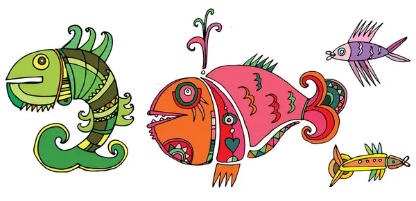 Мультяшний Набір Морської Риби Барвиста Ілюстрація — стоковий вектор