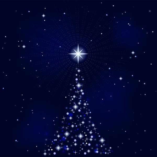 Blue Christmas Tree Black Background Vector Illustration — Stock Vector