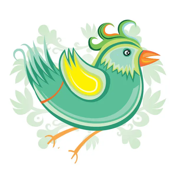 Desenho Animado Verde Vetorial Ilustração Pássaro Isolado Fundo Branco —  Vetores de Stock