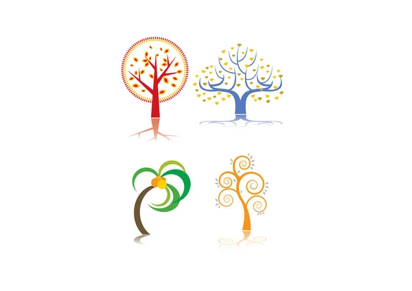 Tree Logo Template Set Vector Icon Illustration — Stock Vector