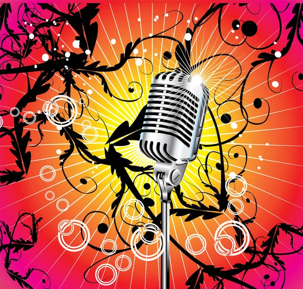 Microphone Abstrait Avec Fond Musical — Image vectorielle