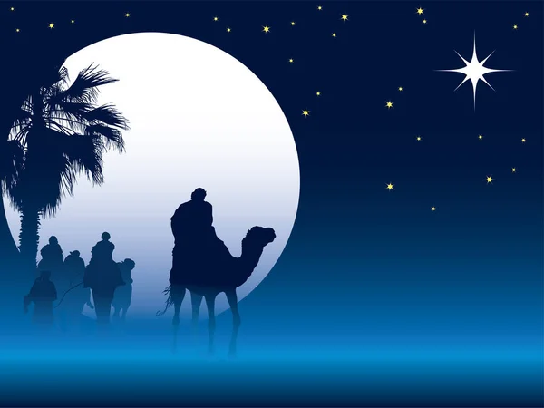 Рождественская Сцена Мудрецом Иисусом Христом — стоковый вектор
