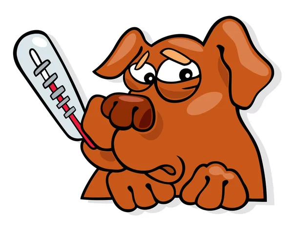 Hund Mit Thermometer Illustration Vektor Auf Weißem Hintergrund — Stockvektor