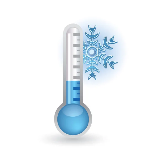 温度記号が付いている温度計そして雪片 — ストックベクタ