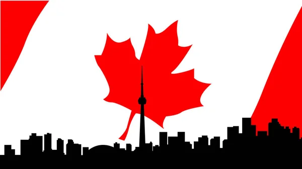 Bandeira Canadá Fundo Horizonte Cidade —  Vetores de Stock