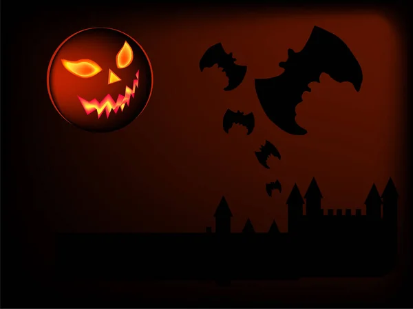 Effrayant Halloween Citrouille Chauves Souris — Image vectorielle