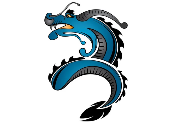Vektor Illustration Des Blauen Drachen Cartoon Figur — Stockvektor