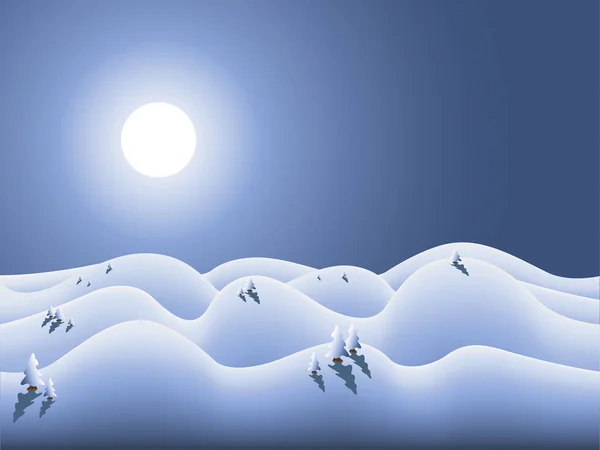 Winter Landscape Mountains Snow — Stock Vector