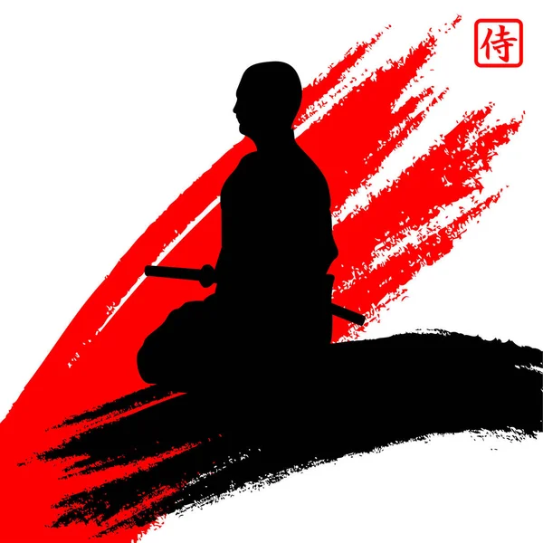 Silhueta Samurai Japonês Ilustração Vetorial — Vetor de Stock
