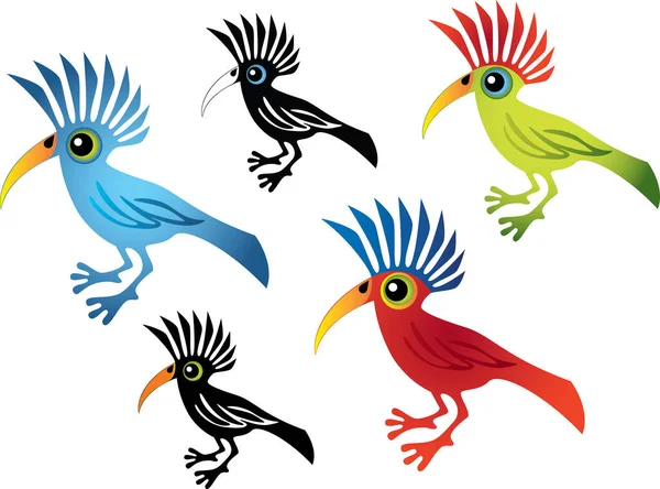 Zestaw Kolorowych Ptaków — Wektor stockowy