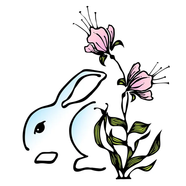 Conejo Pascua Ilustración Vector Sobre Fondo Blanco — Vector de stock