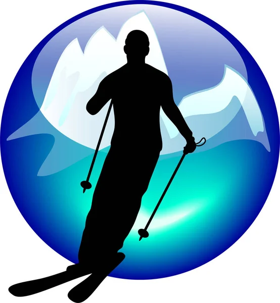 Man Winter Skiing Resort Vector Illustration — Stock Vector