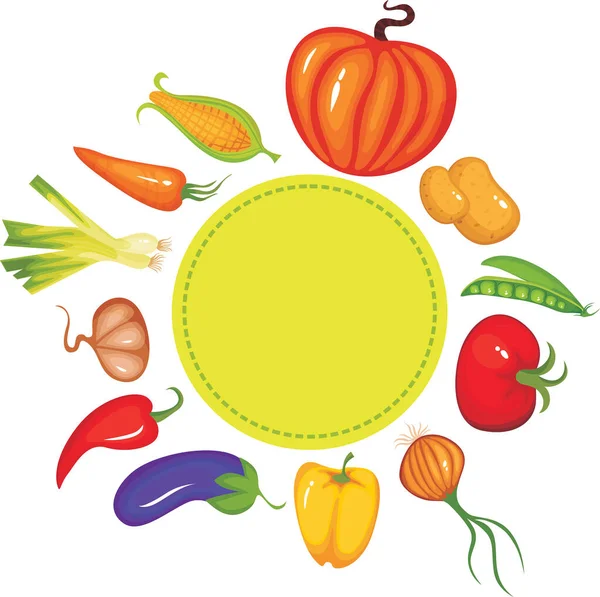 Векторная Иллюстрация Различных Цветных Овощей — стоковый вектор