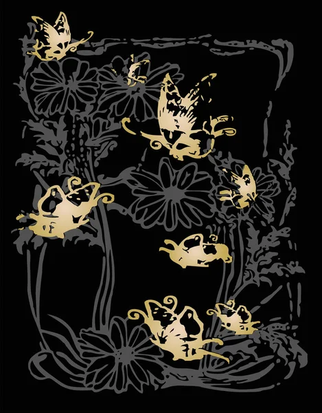Mariposa Abstracta Flores — Archivo Imágenes Vectoriales