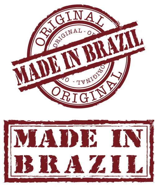 Wykonane Brazylijskiego Czerwonego Stempla Grunge — Wektor stockowy