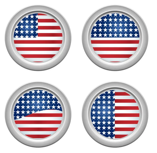 Usa Bandera Botón Círculo Ilustración Vectorial — Vector de stock