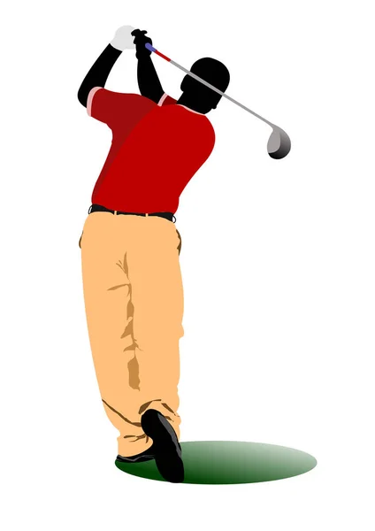 Giocatore Golf Maschile Colpire Una Mazza Golf — Vettoriale Stock