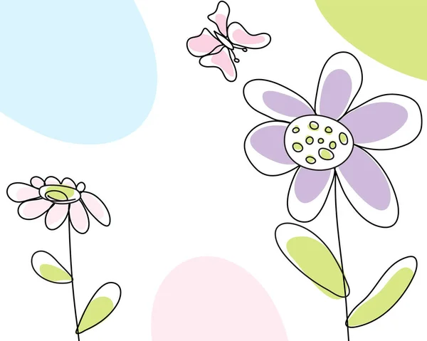 Nahtloses Muster Mit Bunten Blumen Vektorillustration — Stockvektor