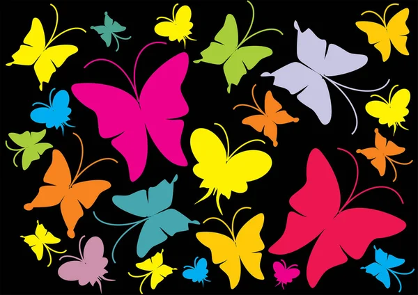 Vector Illustration Butterflies Dark Background — Stock Vector