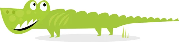 Vektorové Ilustrace Karikatury Roztomilý Zelený Krokodýl — Stockový vektor