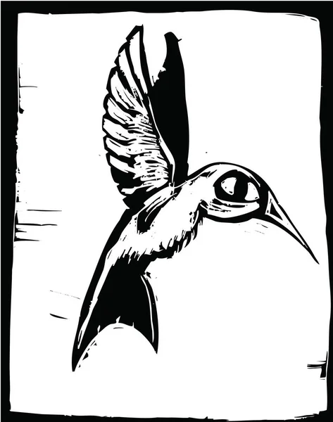 Černý Bílý Pták Kresleným Perem Izolované Bílém Pozadí — Stockový vektor