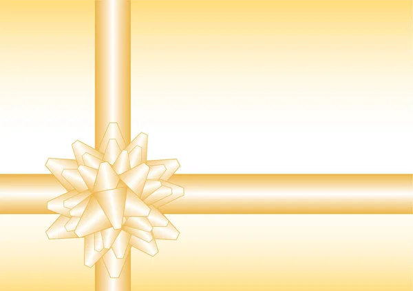 黄金のクリスマスのリボンは黄金の背景で単離しました — ストックベクタ