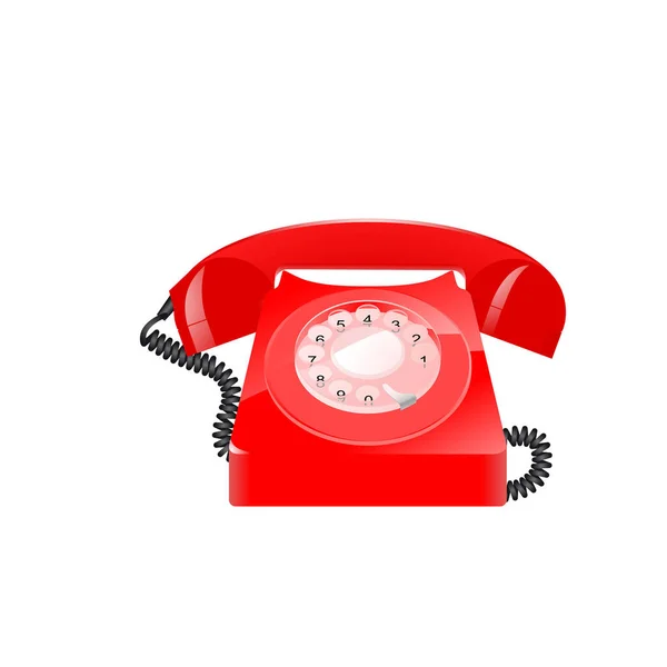 Rotes Telefon Isoliert Über Weißem Hintergrund — Stockvektor