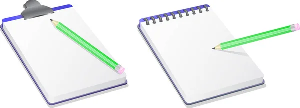 Ilustración Cuadernos Blanco Con Lápices — Vector de stock