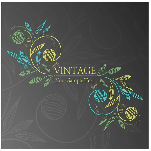 Tarjeta Vintage Con Hojas — Vector de stock