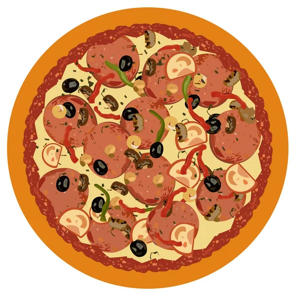 Pizza Rajčaty Olivami Mozzarellou Sýrem — Stockový vektor
