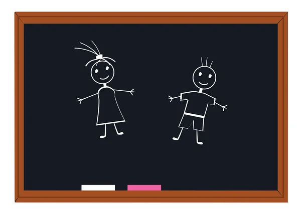 Zeichnung Von Kindern Lehrer Oder Lehrertafel Vektorillustration — Stockvektor