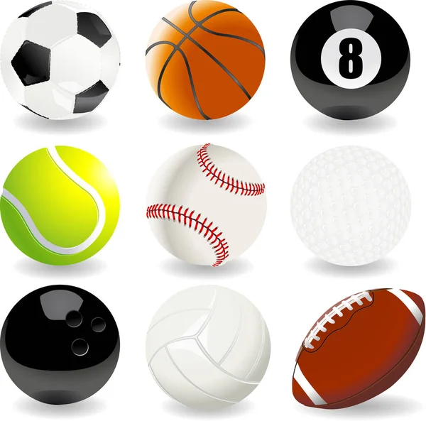Иконки Спортивных Мячей Набор Иллюстраций — стоковый вектор