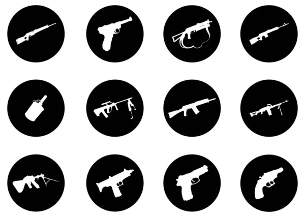 Serie Icone Pistola Vettoriale Illustrazione — Vettoriale Stock