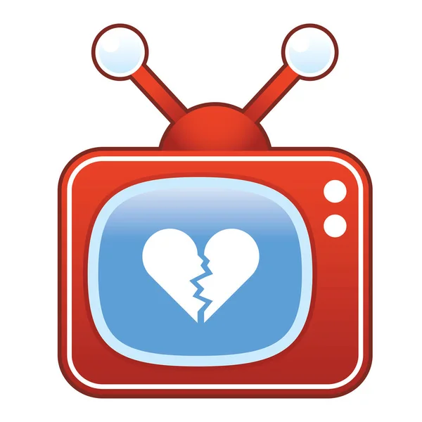 Televizyonda Kırık Kalp Sembolü — Stok Vektör