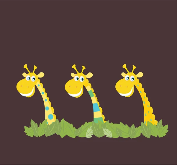 Carino Giraffe Cartone Animato Vettoriale Illustrazione — Vettoriale Stock