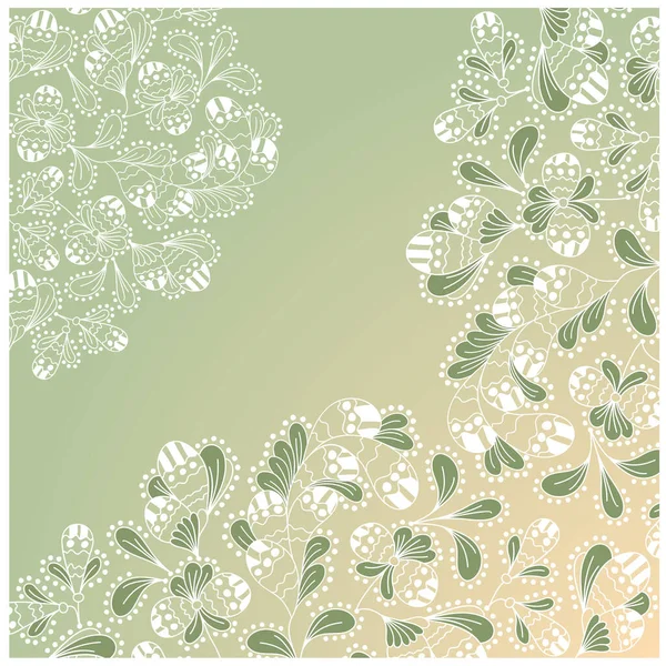 Vektorillustration Von Floralem Ornament Auf Grünem Hintergrund — Stockvektor