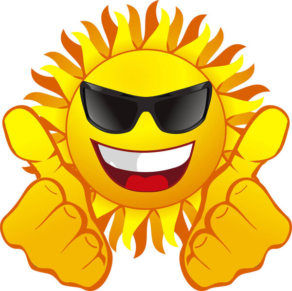 sun wearing sunglasses, illustration