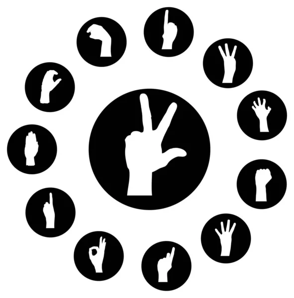 Hand Gestures Set Vector Illustration — Stock Vector