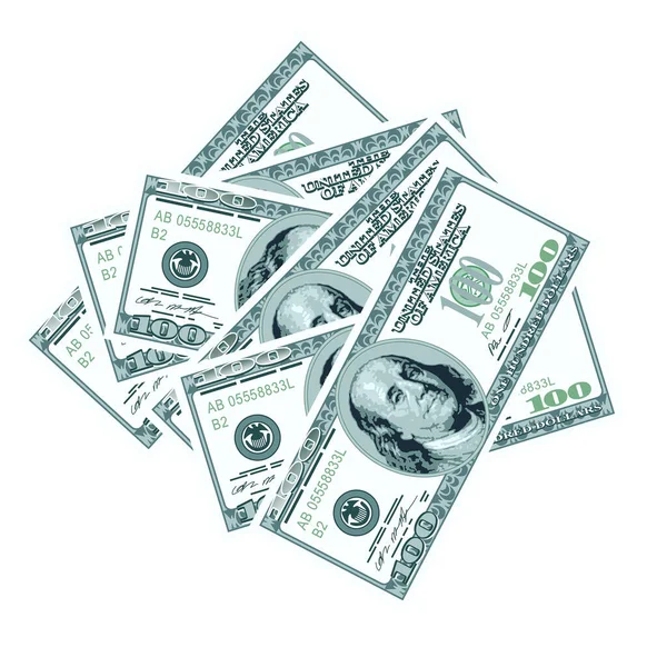 白色背景上的美国美元钞票 — 图库矢量图片