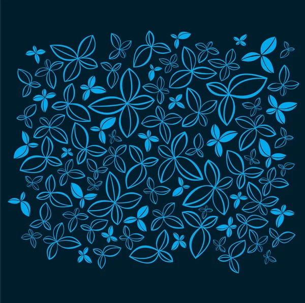 Blumenvektor Nahtloses Muster Mit Blumen Und Blättern Auf Blauem Hintergrund — Stockvektor
